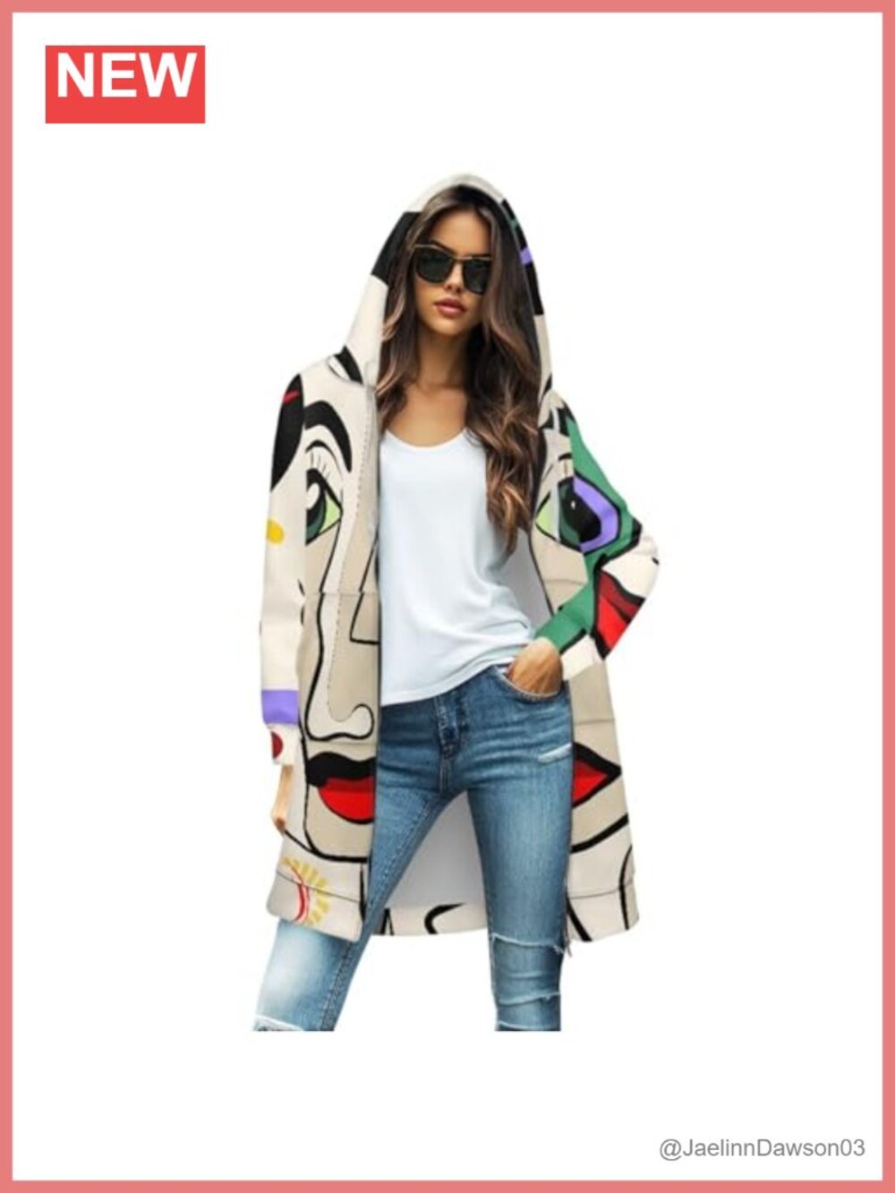 Women's Hooded Cardigan Zipper Long Coatigan Pockets Mid-Length Sweatshirt